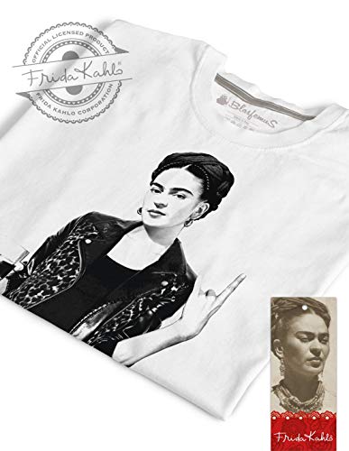 Camiseta de mujer – Frida Kahlo oficial estilo Rock blanco S