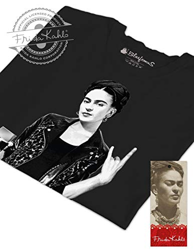 Camiseta de mujer – Frida Kahlo oficial estilo Rock Negro S