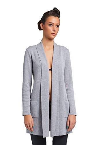 Cárdigans Rebeca Chaqueta Larga para Mujer in 100% Lana Merino Extra Fine Color Gris tamaño L