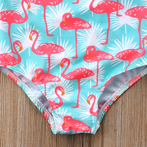 Carolilly Conjunto de Bikini para Niña Traje de Ropa Bebé de Una Pieza Bañador Traje de Baño Niñas con Estampado de Flamenco