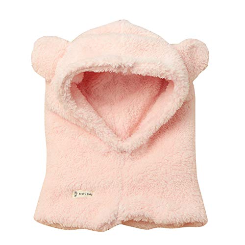 Casue Aby - Gorro de Invierno para niños, de Lana, con Capucha Rosa Rosa Small