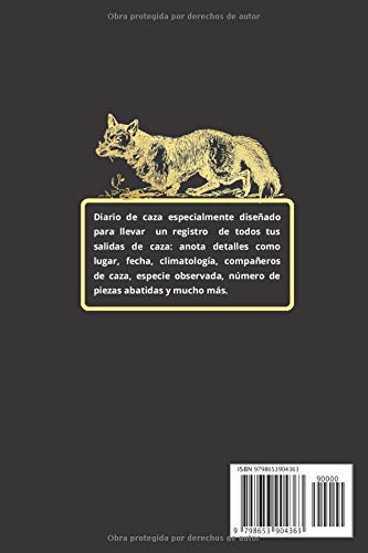 CAZA MENOR: DIARIO DE CAZA | Registra todos los detalles : lugar, fecha, climatología, piezas abatidas: conejo, liebre, faisán, codorniz, paloma, ... | Regalo especial para amantes de la caza.