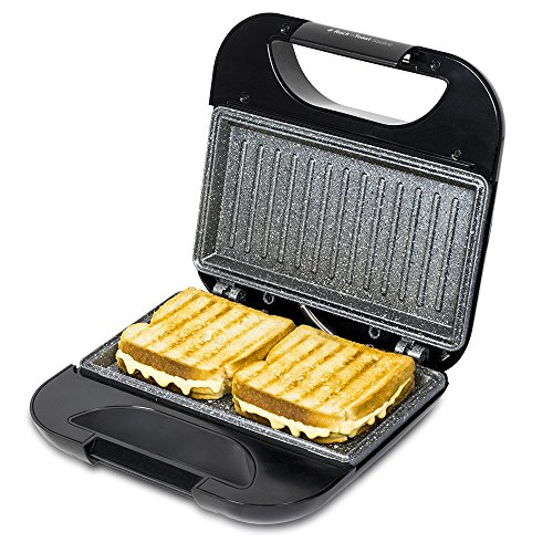 Cecotec Rock’nToast Square - Sandwichera con Revestimiento Antiadherente, Capacidad para 2 Sandwiches, Superficie Grill, Asa Tacto Frío, Recogecables, 750 W