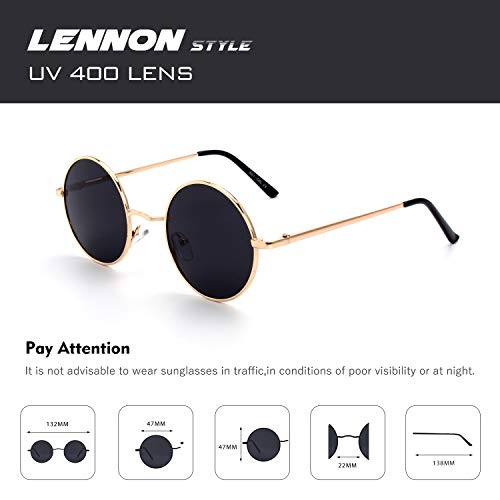 CGID E01 Estilo Vintage Retro Lennon inspirado círculo metálico redondo gafas de sol polarizadas para hombres y mujeres