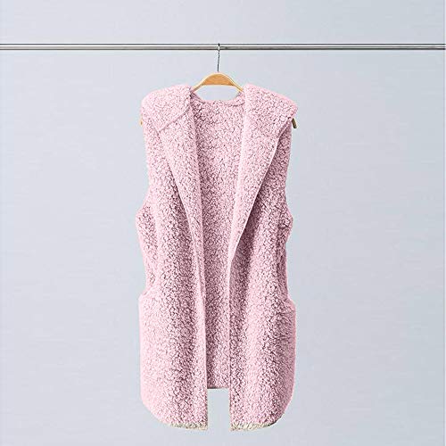 Chaleco para Mujer Calentar Abrigo con Capucha de Abrigo de Invierno Abrigo Informal Chaqueta de Abrigo Chaleco sin Mangas de Felpa con Capucha Outwear riou