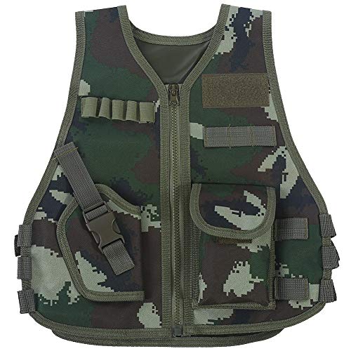 Chaleco táctico para niños Tipo Camuflaje Guardia de Seguridad Chalecos Entrenamiento de Combate en Campo Militar (s-Camuflaje de la Selva)