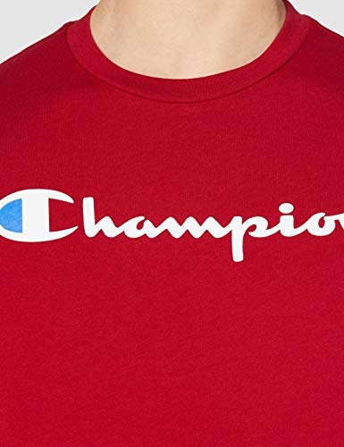 Champion Hombre - Camiseta Classic Logo - Rojo, S