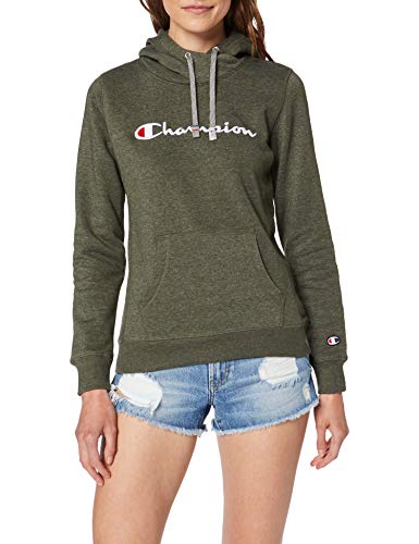 Champion Mujer - Sudadera con Capucha Classic Logo - Verde, XL