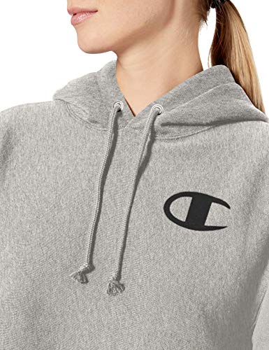 Champion Reverse Weave Cropped Cut Off Hood Sudadera con Capucha, Gris Oxford, L para Mujer