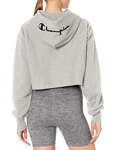 Champion Reverse Weave Cropped Cut Off Hood Sudadera con Capucha, Gris Oxford, L para Mujer