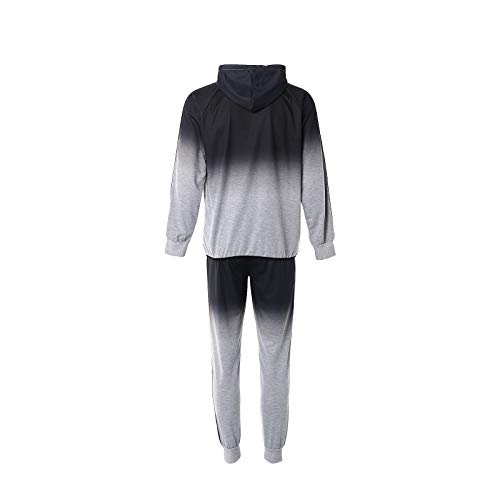 Chándal Completo de Hombre 2 Piezas Conjunto Ropa Chandal de Hombre Sudadera Cárdigan de Manga Larga con Capucha y Bolsillos + Pantalones Largos Casual Deportivo Primavera Otoño (Gris, XXL)