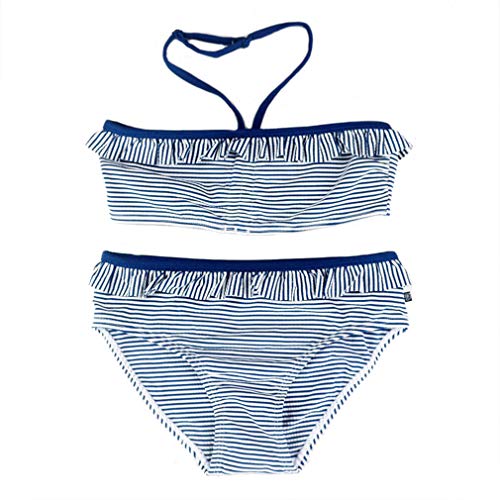 Changhants 8-16 Y Girl Bikini Set Niños Traje de baño de Dos Piezas Niñas Traje de baño de 2 Piezas Traje de baño de Verano para niños Rayas Blancas y Azules oscuras Tankini Ropa de Verano para niños