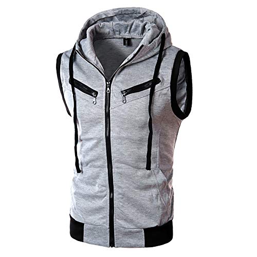 Chaqueta con Capucha Hombre Invierno Casual Chaleco Deporte Blusa Manga Larga De Patchwork Tops chándales Cremallera de Bolsillo Cazadoras riou