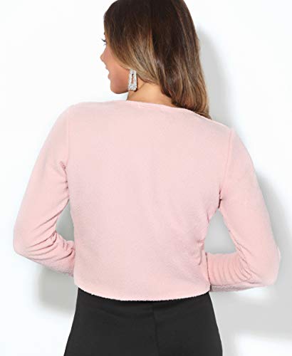 Chaqueta Corta Mujer Boda Fiesta Formal Vestir Elegante Traje Manga Larga Joven Blazer Bolero Torera, (Rosa (2900), 42/44 EU (14/16 UK)), 2900-PNK-14/16