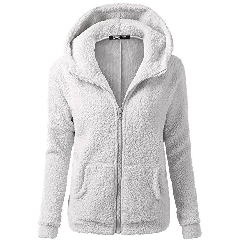 Chaqueta Mujeres de Invierno de Lana Cálida Cremallera Abrigo con Capucha Casual Suéter Abrigo de Algodón Outwear Hoodie riou