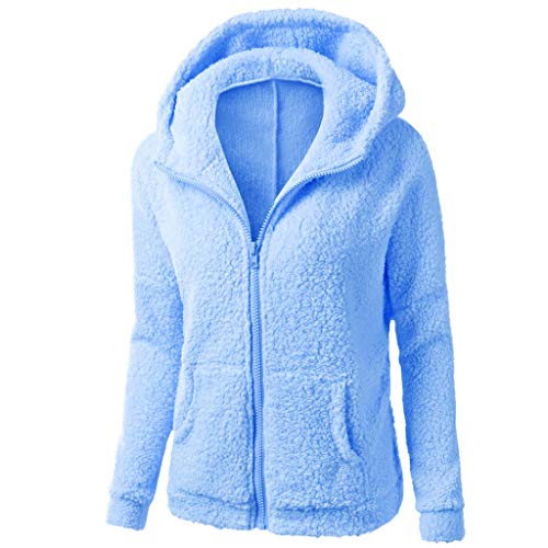 Chaqueta Mujeres de Invierno de Lana Cálida Cremallera Abrigo con Capucha Casual Suéter Abrigo de Algodón Outwear Hoodie riou