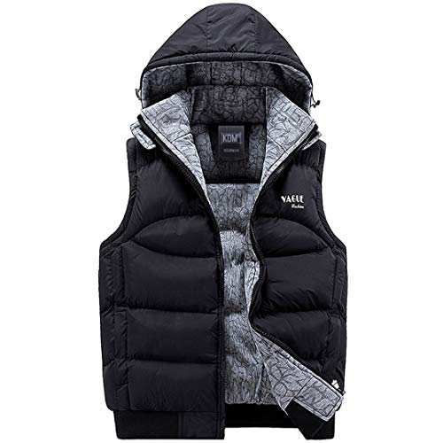 Chaqueta para Hombre Sin Mangas Abrigos de Moda de Invierno Chaleco Acolchado de algodón con Capucha Chaleco de Engrosamiento Blue XXXL