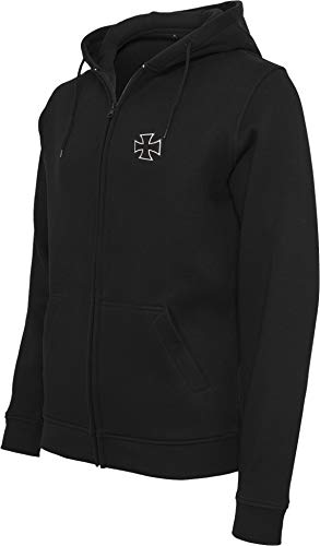 Chaqueta Sudadera con Capucha: Biker Pray - Cruz de Hierro/Hoodie Bordado y Impreso/Hoody Zipper Sweater/Hombre-s y Mujer-es/Moto-cicleta/USA/Chopper/Motero/Hooded-Jacket (M)