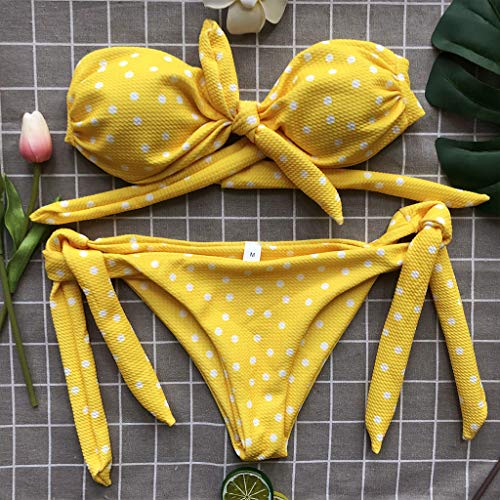 CheChury Bikini Mujer 2021 Dos Piezas Ropa con con Estampado de Lunares Traje de baño Conjunto de Bikini Push-Up Verano Acolchado Bra