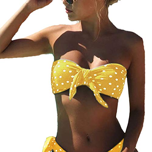 CheChury Bikini Mujer 2021 Dos Piezas Ropa con con Estampado de Lunares Traje de baño Conjunto de Bikini Push-Up Verano Acolchado Bra