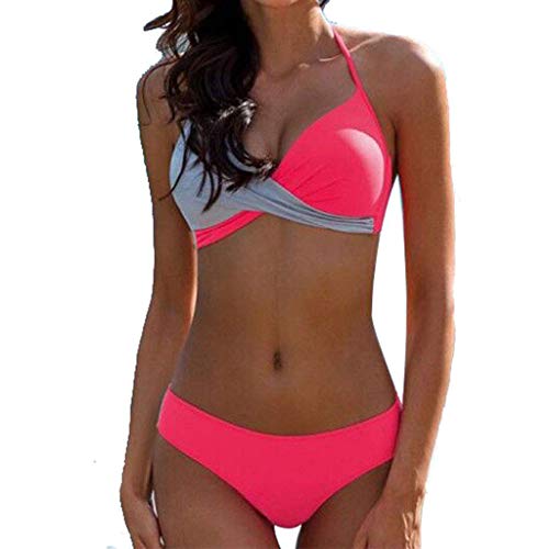 CheChury Bikinis Mujer 2021 Push Up Halter Bikini Traje de baño Acolchado Bra Tops y Braguitas Bikini Sets Talla Grande Bañador Vacaciones