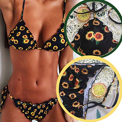 CheChury Traje de Baño Bikini Mujer 2021 Bohemio Push Up con Relleno Tirantes Ajustables Dos Piezas Tops de Bikini Estampado Acolchado Baño Ropa de Playa