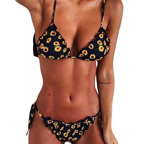 CheChury Traje de Baño Bikini Mujer 2021 Bohemio Push Up con Relleno Tirantes Ajustables Dos Piezas Tops de Bikini Estampado Acolchado Baño Ropa de Playa