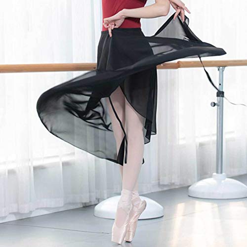 CHICTRY Falda Larga de Flamenca Falda de Danza para Mujer Chica Falda de Ballet Elástica Danza Moderna Pole Danza Yoga Ballet Baile Elegante Dancewear Maillot de Danza Negro E M