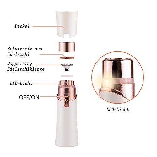 CHIRISEN Depiladora Facial Mujer Mojado y seco Depiladora Mujer, Afeitadora Mujer Sin dolor perfecta para cara, pierna, mano, línea de bikini, axilas, con luz LED