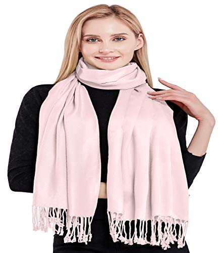 CJ Apparel Baby Pink Solid Colour Design Nepalese Shawl Pashmina Scarf Wrap NEW