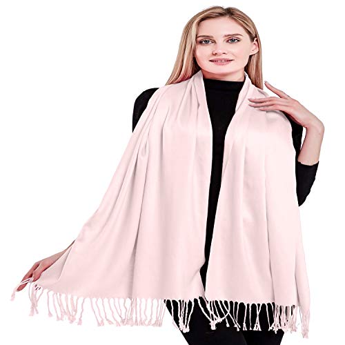 CJ Apparel Baby Pink Solid Colour Design Nepalese Shawl Pashmina Scarf Wrap NEW