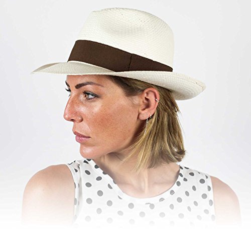 Classic Italy - Sombrero panamá Classic Paja Large - Talla 59 cm - Creme-Marron