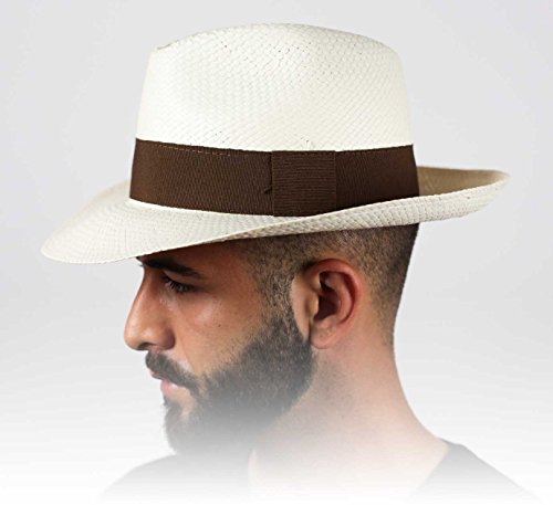 Classic Italy - Sombrero panamá Classic Paja Large - Talla 59 cm - Creme-Marron