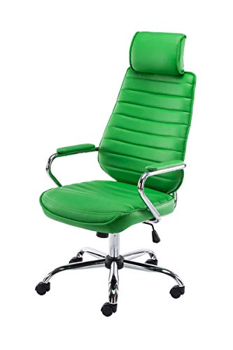 CLP Silla De Oficina Rako Tapizada En Simil Cuero & Base con Ruedas I Silla Ejecutiva Altura Regulable & Giratoria, Color:Verde Claro