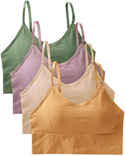 CMTOP 4 Piezas de Sujetador de Camisola para Mujer Sujetador de Tubo de Cuello V Banda Sujetador de Dormir Sujetador Deportivo Ropa Interior sin Costuras con Tirantes Elásticos