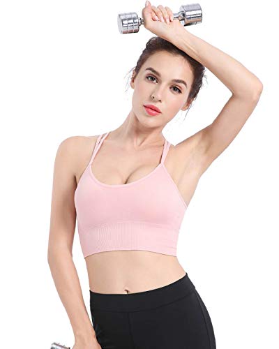 CMTOP Sujetador Deportivo Mujer con Relleno Extraíble Top Sujetadores Deportivos Yoga sin Costuras Sujetador de Dormir Ropa Interior con Tirantes Elásticos