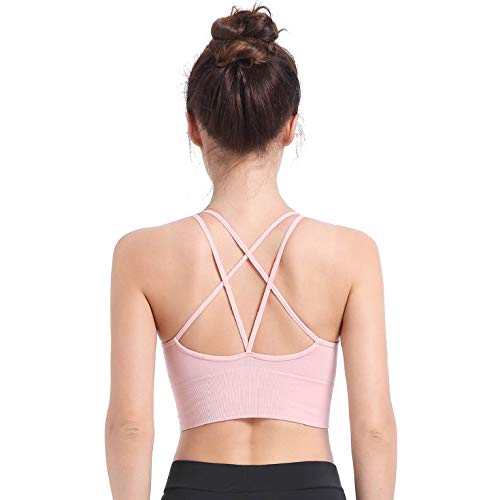 CMTOP Sujetador Deportivo Mujer con Relleno Extraíble Top Sujetadores Deportivos Yoga sin Costuras Sujetador de Dormir Ropa Interior con Tirantes Elásticos