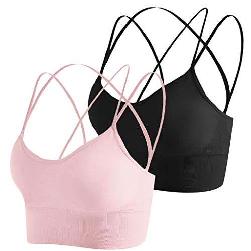 CMTOP Sujetador Deportivo Mujer con Relleno Extraíble Top Sujetadores Deportivos Yoga sin Costuras Sujetador de Dormir Ropa Interior con Tirantes Elásticos