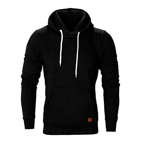 CNBOY Sudaderas con Capucha para Hombre Cosy Chaqueta Deportiva Sudadera con Cremallera Completa Hoodie Casual Jerséis Top Blouse (Negro, XXL)