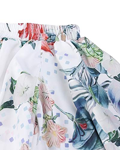 CNFIO - Blusa informal para mujer, hombros descubiertos, manga corta, estilo retro y bohemio, diseño elegante, ideal para el verano, la playa o fiestas, estampado floral