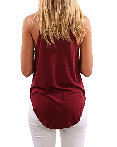 CNFIO Camisetas Tirantes Mujer Blusa Top Sin Mangas Cami Tank Tops De Casual para Mujer Cuello Halter (Rojo, XXL)