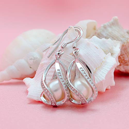 Colgante y Pendientes con Perlas Naturales de Agua Dulce y Plata de Primera Ley Perlas auténticas Clase AAA Set de Joyas para Mujer Esposa (Set Twiss)