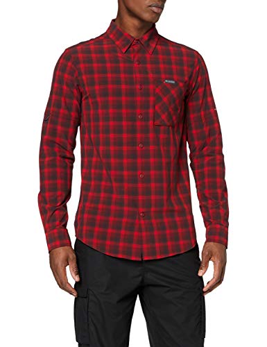 Columbia Triple Canyon Camisa de Manga Larga, Hombre, Rojo (Mountain Red Mini Tonal Plaid), M