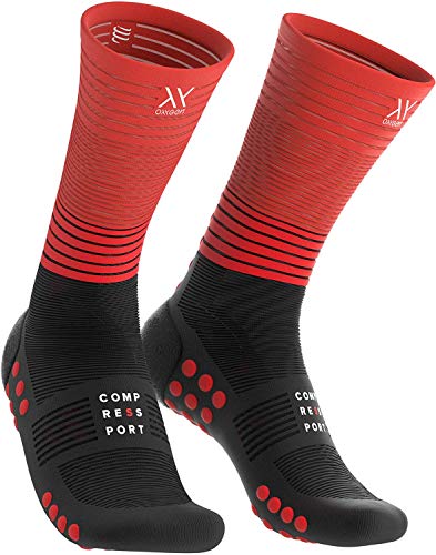 COMPRESSPORT Calcetines unisex de compresión media., Unisex adulto, Medias de compresión., CS1MDSR99BLT4, blanco / rojo, 4 años