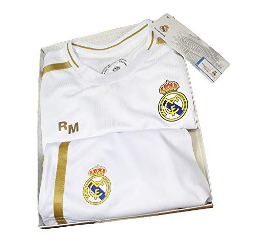 Conjunto Camiseta y pantalón 1ª equipación del Real Madrid - Replica Oficial con Licencia - Dorsal Liso - Niño Talla 4