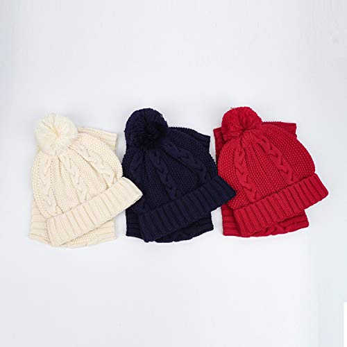 Conjunto de gorro y bufanda para niños y niñas, gorro de invierno con pompón de punto de otoño de algodón cálido para esquiar al aire libre, accesorio para bebé