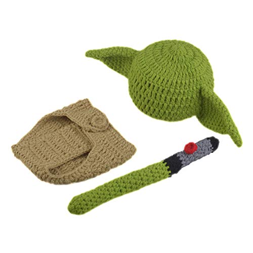 Conjuntos de Accesorios de fotografía para bebés, Conjunto de Trajes de Yoda de Punto de Ganchillo Hecho a Mano para fotografía de recién Nacidos