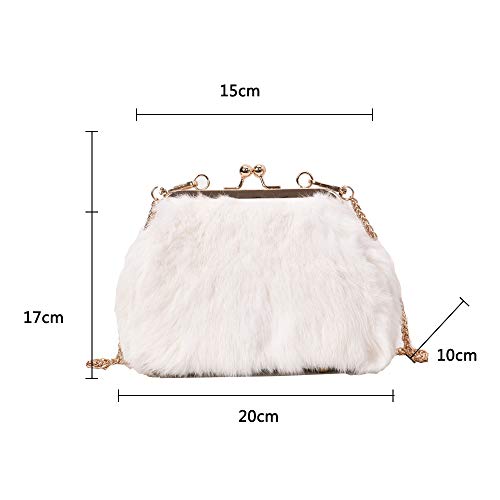 Coolives Clutch con Cadena de Mujer Bolso Pequeño con Bandolera Bolsos de Hombro para Adolescentes Chicas Señoras Blanco