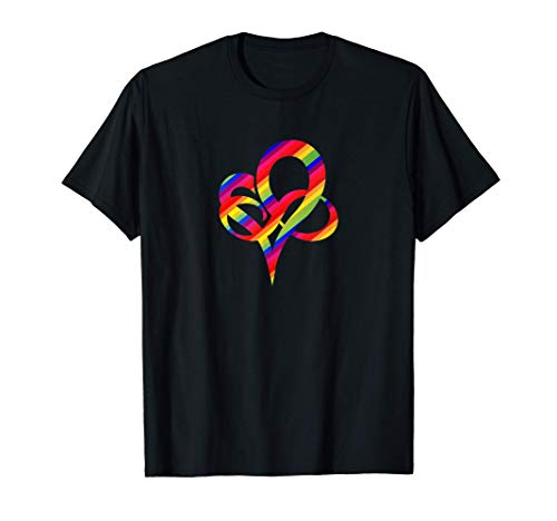 Corazón con rayas de colores y signo de infinito Camiseta