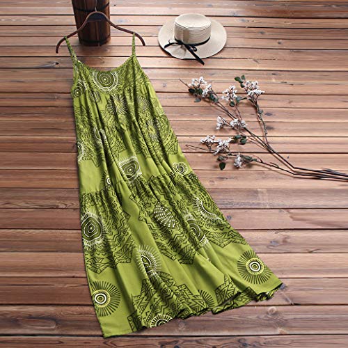 COZOCO Mujer Verano De Playa Vestido De Verano Vestido Verano Mujer Camiseta AlgodóN Casual Tallas Grandes Vestido De Tallas Grandes De Playa(Verde,EU-36/CN-M)